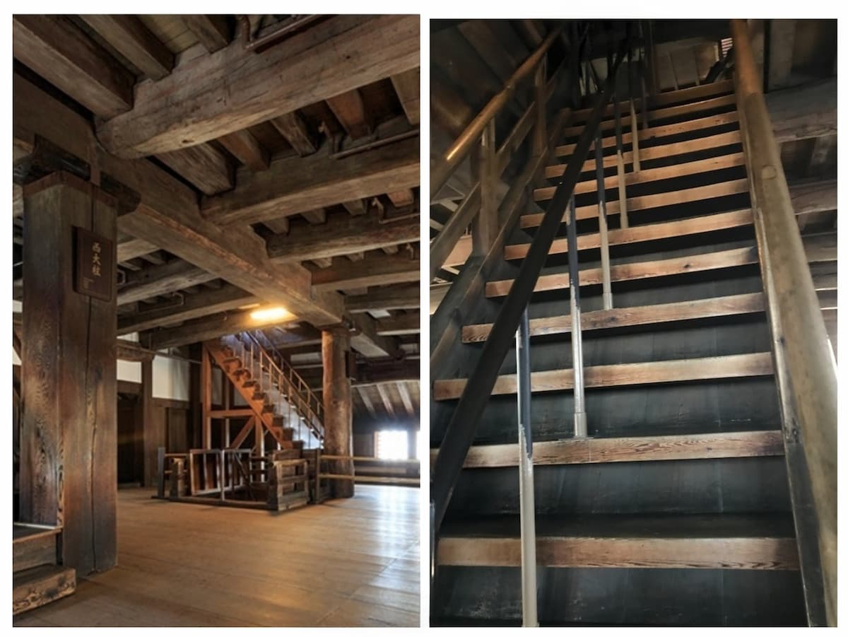 姫路城大天守の急階段の様子