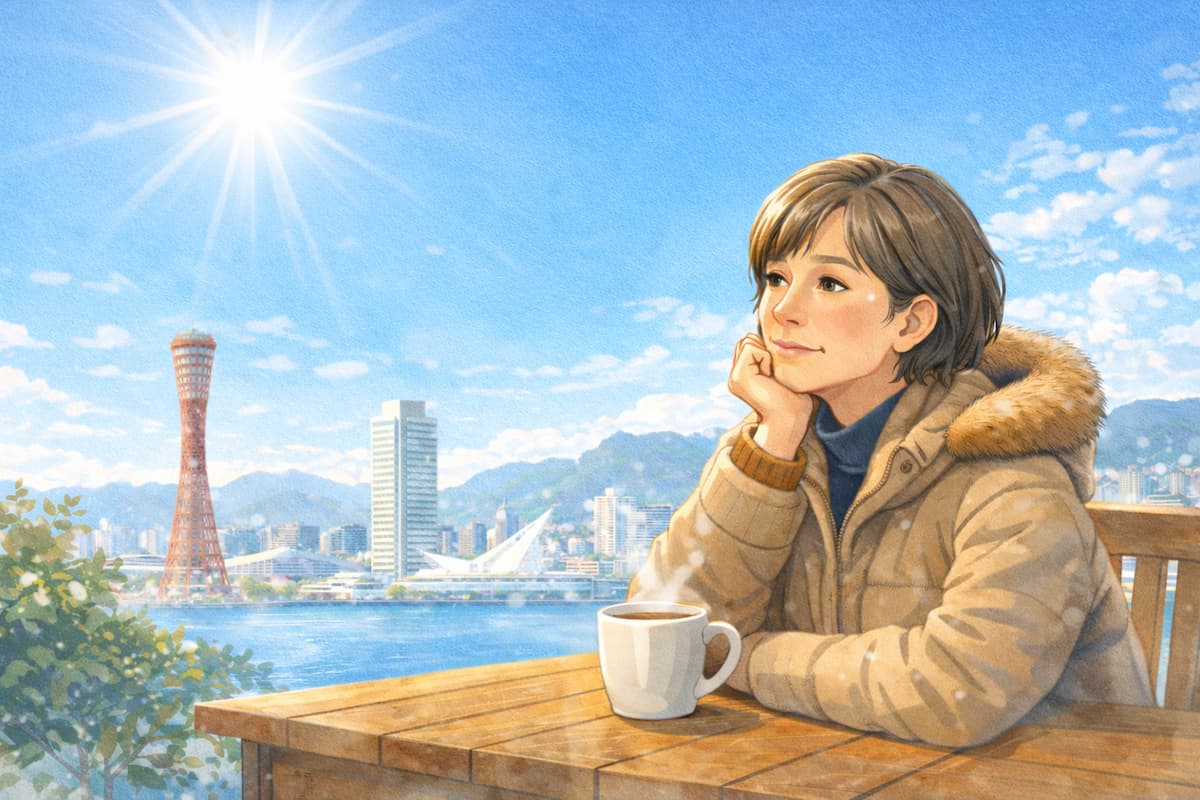 冬も温暖な神戸の様子