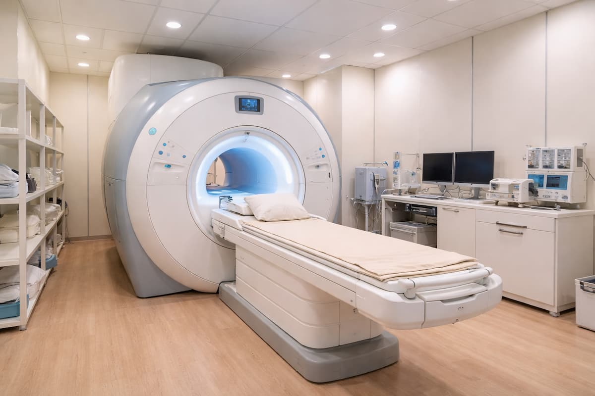 誰もいない病院のMRI室の様子