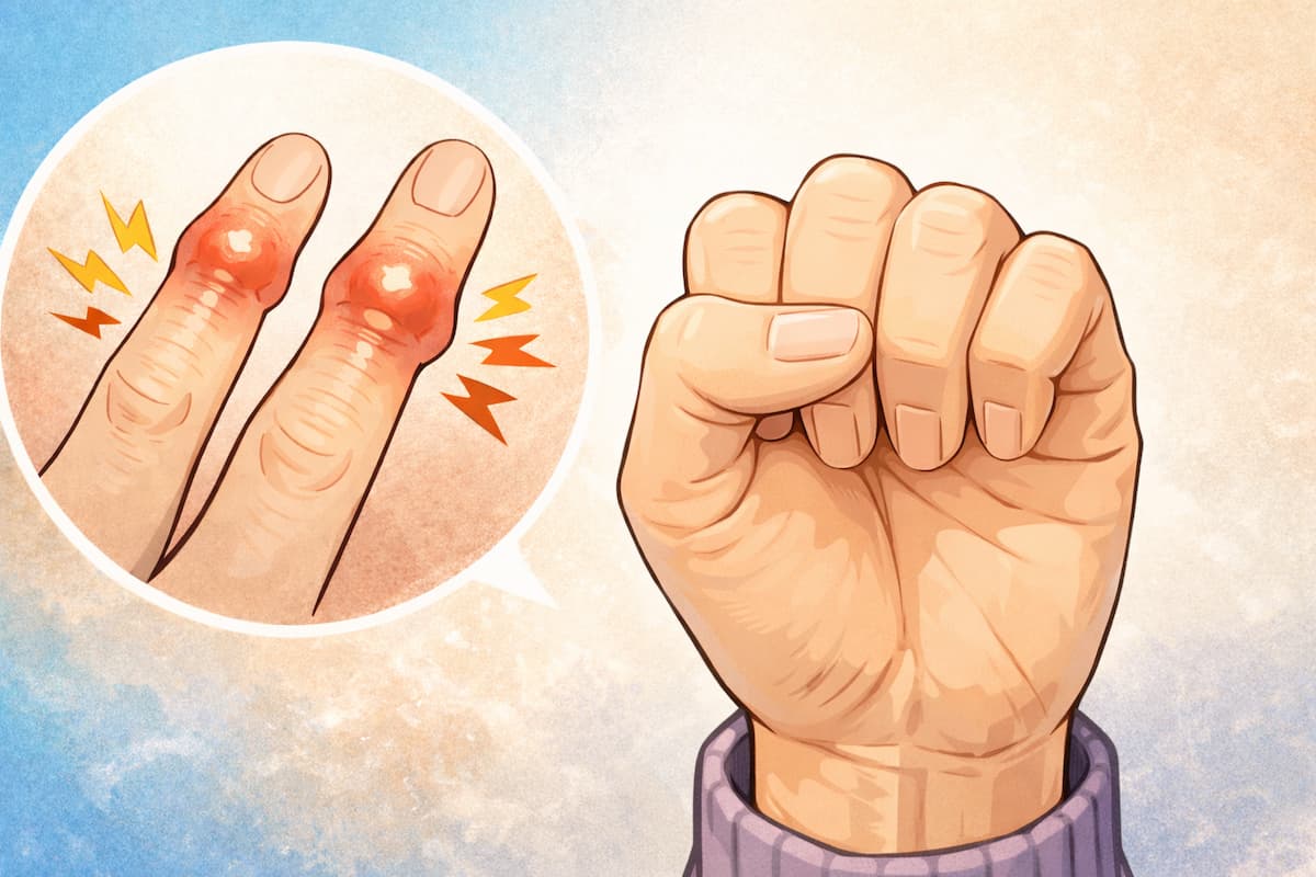 第一関節が腫れたヘバーデン結節の様子