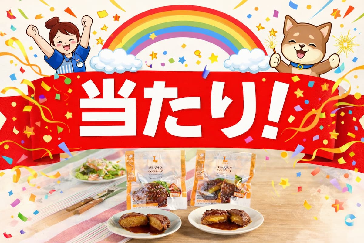 X のローソン公式で当選したハンバーグの様子