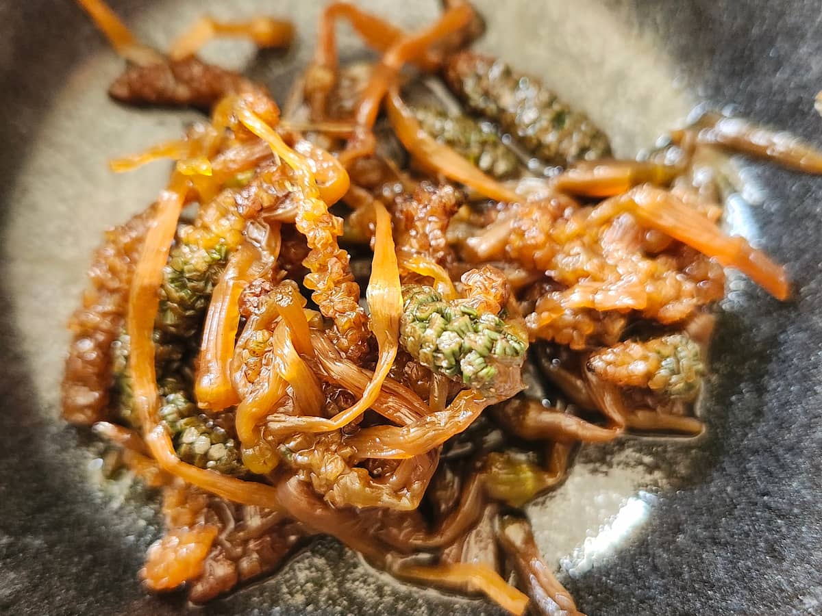 自分で作ったつくしの佃煮が小鉢に入った様子