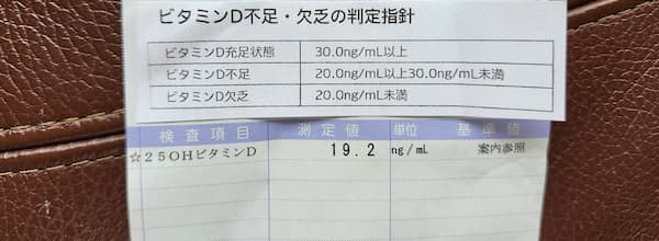 ビタミンD血液検査の結果